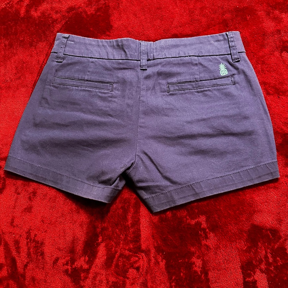 Tori Richard Sandi Denim Twill Shorts Navy Blue Pineapple Logo Size 2 NEW - Picture 4 of 8